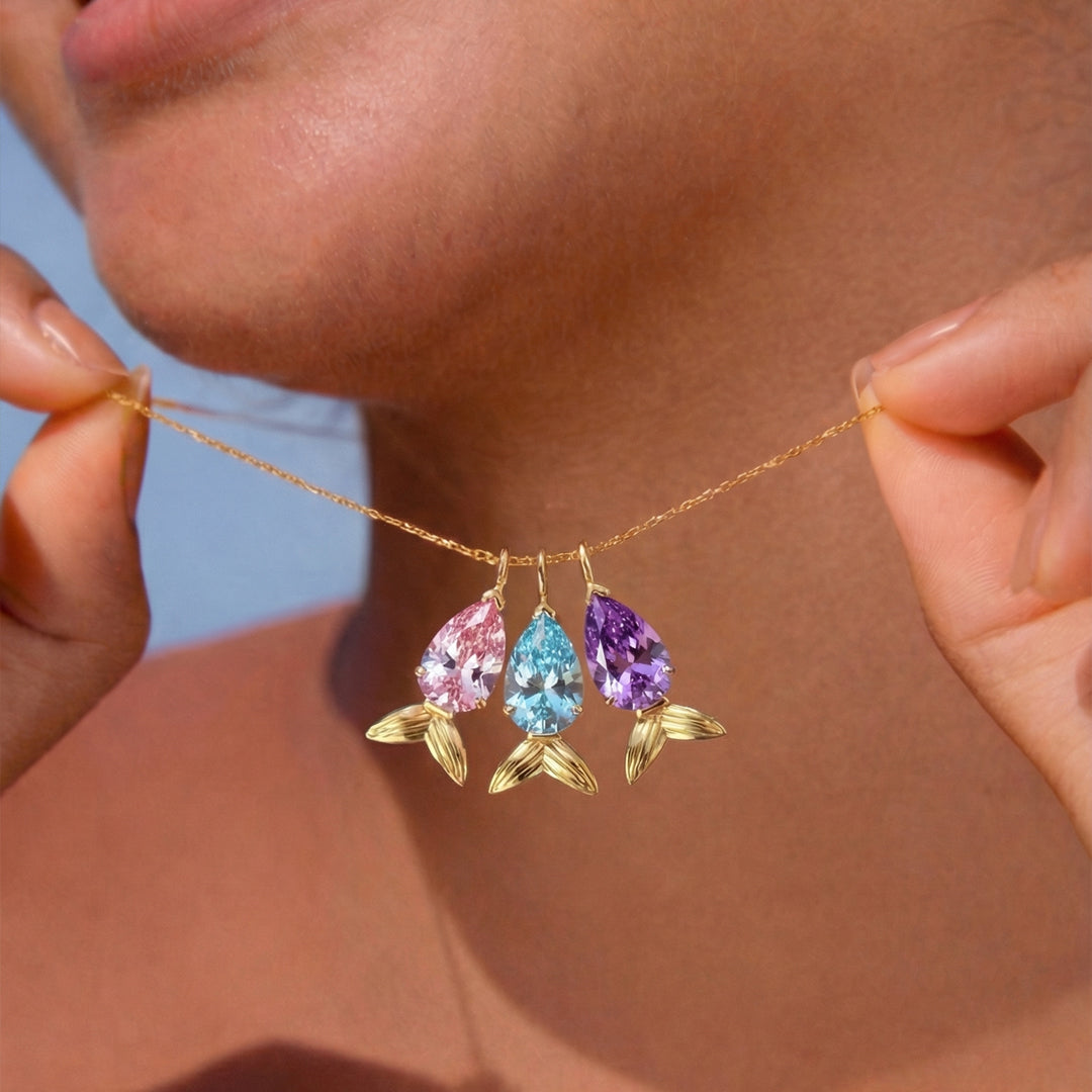Custom 1-5 Fish Birthstone Necklace