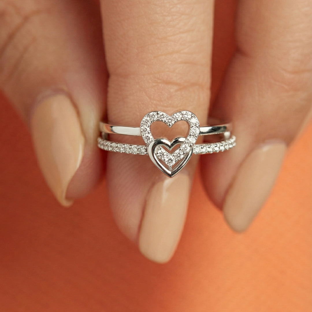 Mother & Daughter Entwined Hearts Ring