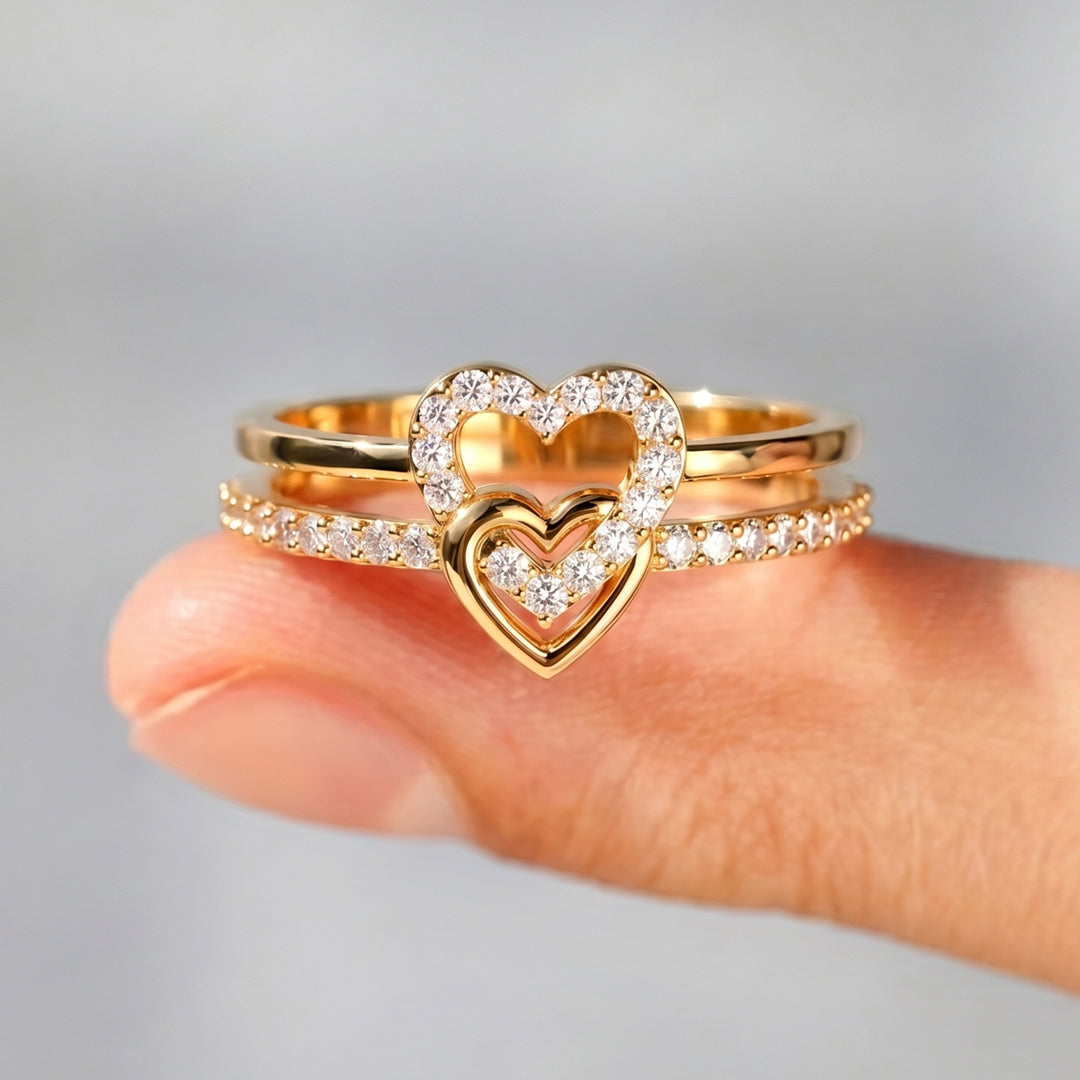 Mother & Daughter Entwined Hearts Ring