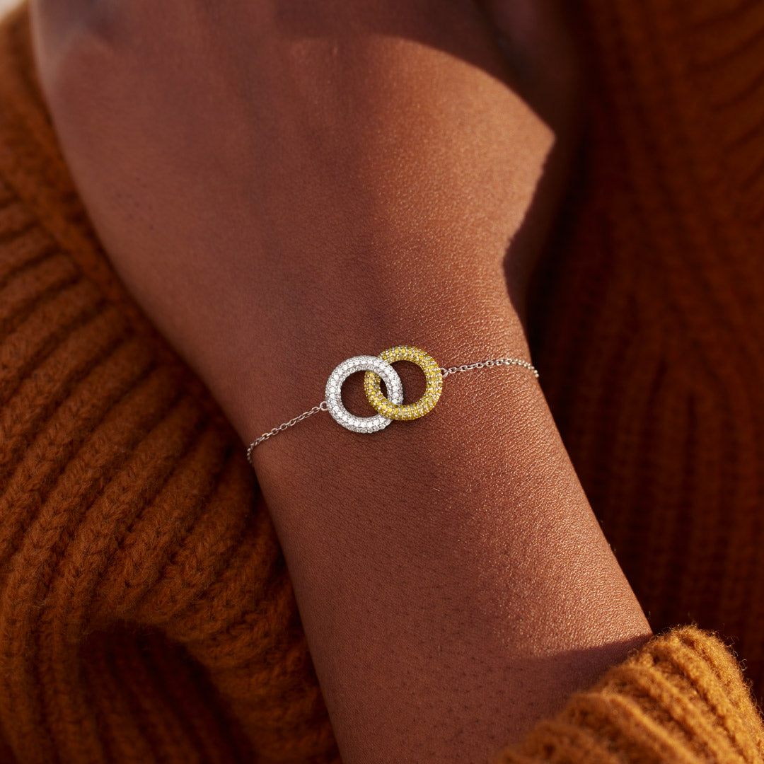 Mother & Daughter Forever Connected Gold & Silver Linking Circles Bracelet