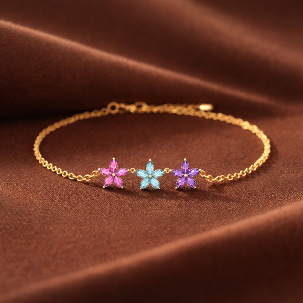 Grandma's Garden 1-6 Floral Birthstone Bracelet Gift For Grandma