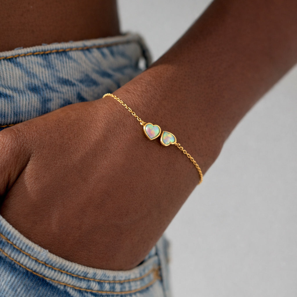 The Purest Love for Mother & Daughter Matching Heart Cut Opal Bracelet