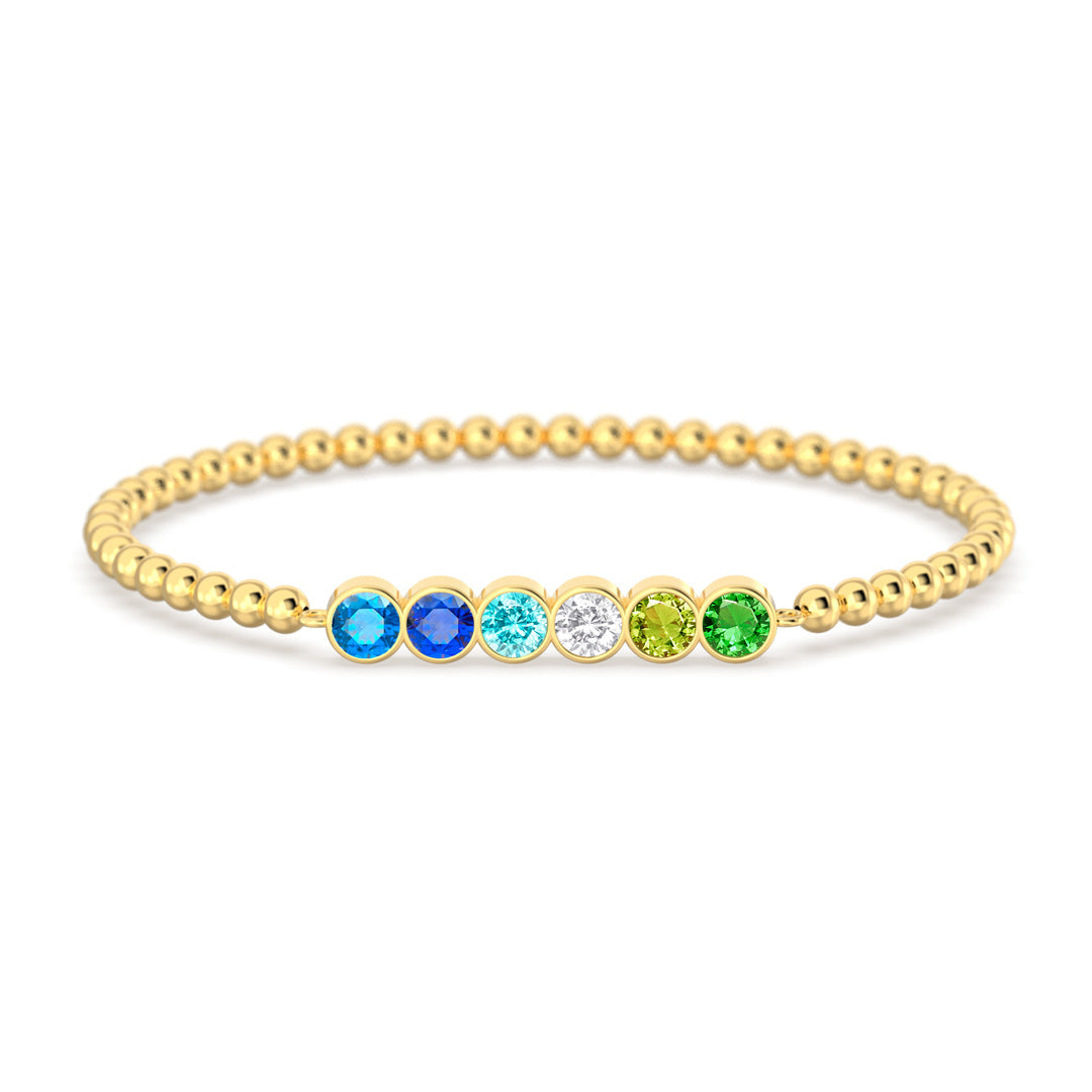 Stainless Steel 1-6 Birthstone Beaded Bracelet