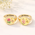For Old Friends Color Printed Birth Flower Ring