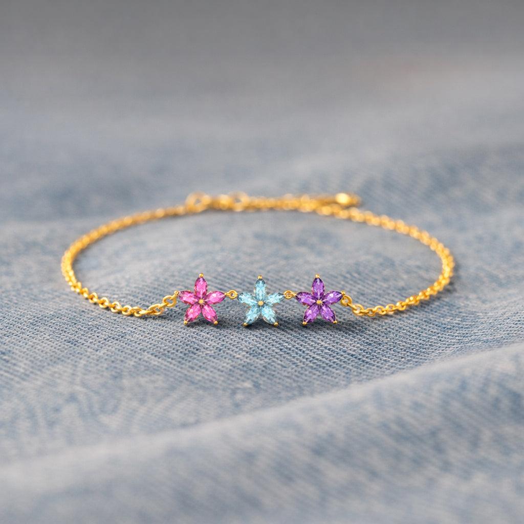 Mama's Garden 1-6 Floral Birthstone Bracelet Gift For Mom