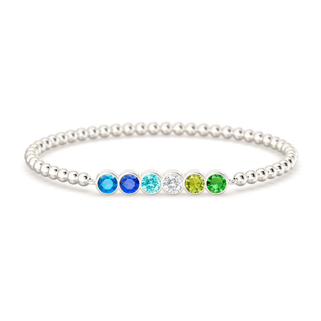 Stainless Steel 1-6 Birthstone Beaded Bracelet
