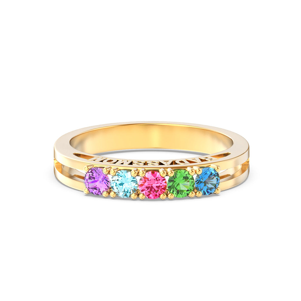 Badass Mom & Her Little Gang Three-Dimensional 1-6 Birthstone Ring