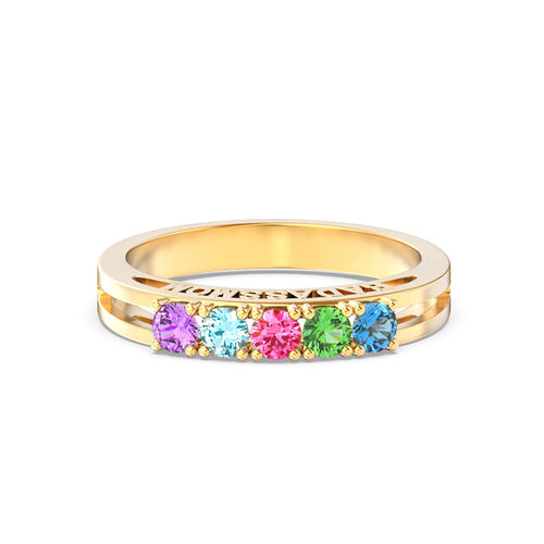 Badass Mom & Her Little Gang Three-Dimensional 1-6 Birthstone Ring