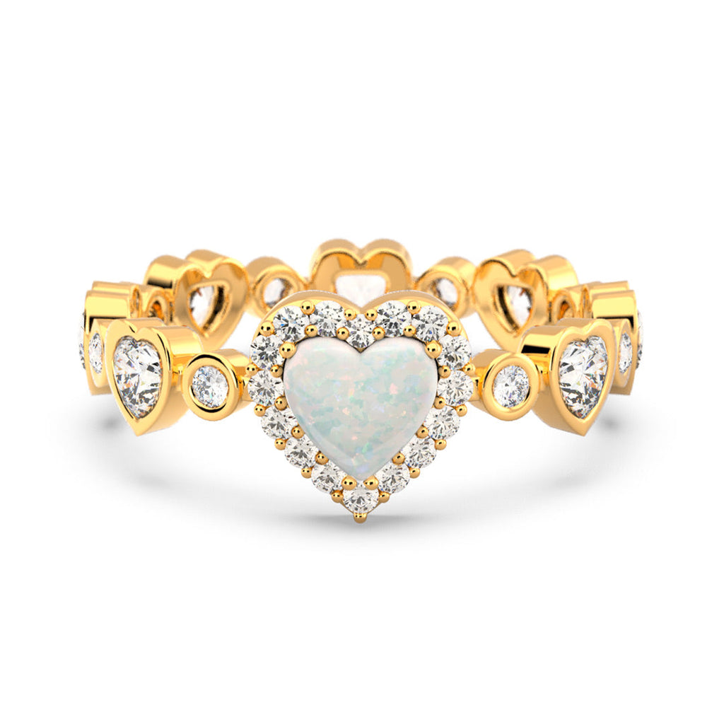 Matching Mother Daughter Opal Heart Ring