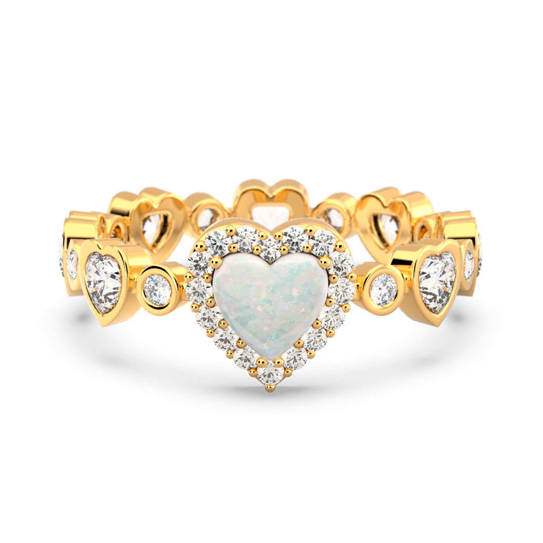 Matching Mother Daughter Opal Heart Ring