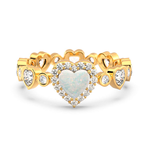 Matching Mother Daughter Opal Heart Ring