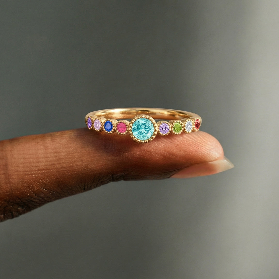Mama & Her Mini Gang Custom 1-7 Birthstones Ring