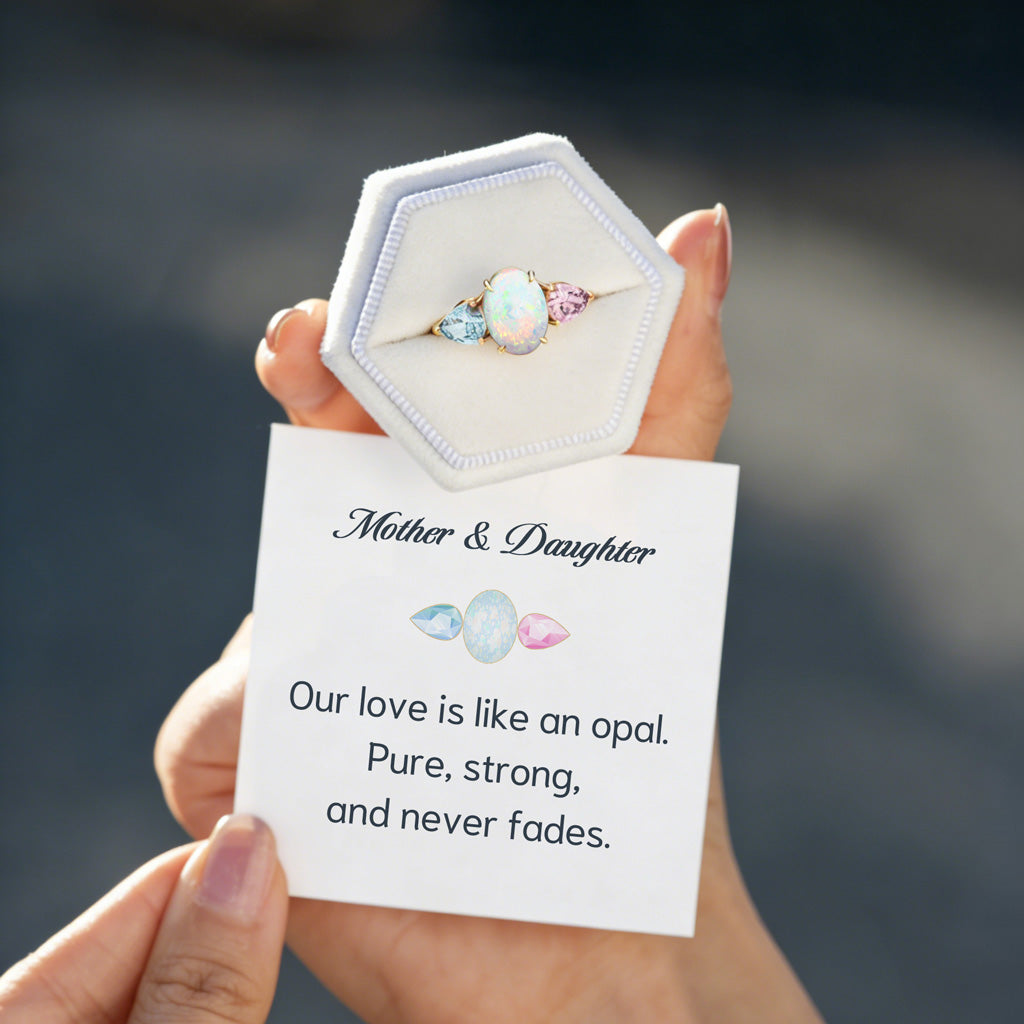 Our Love Never Fades Mother & Daughter Birthstone Opal Ring