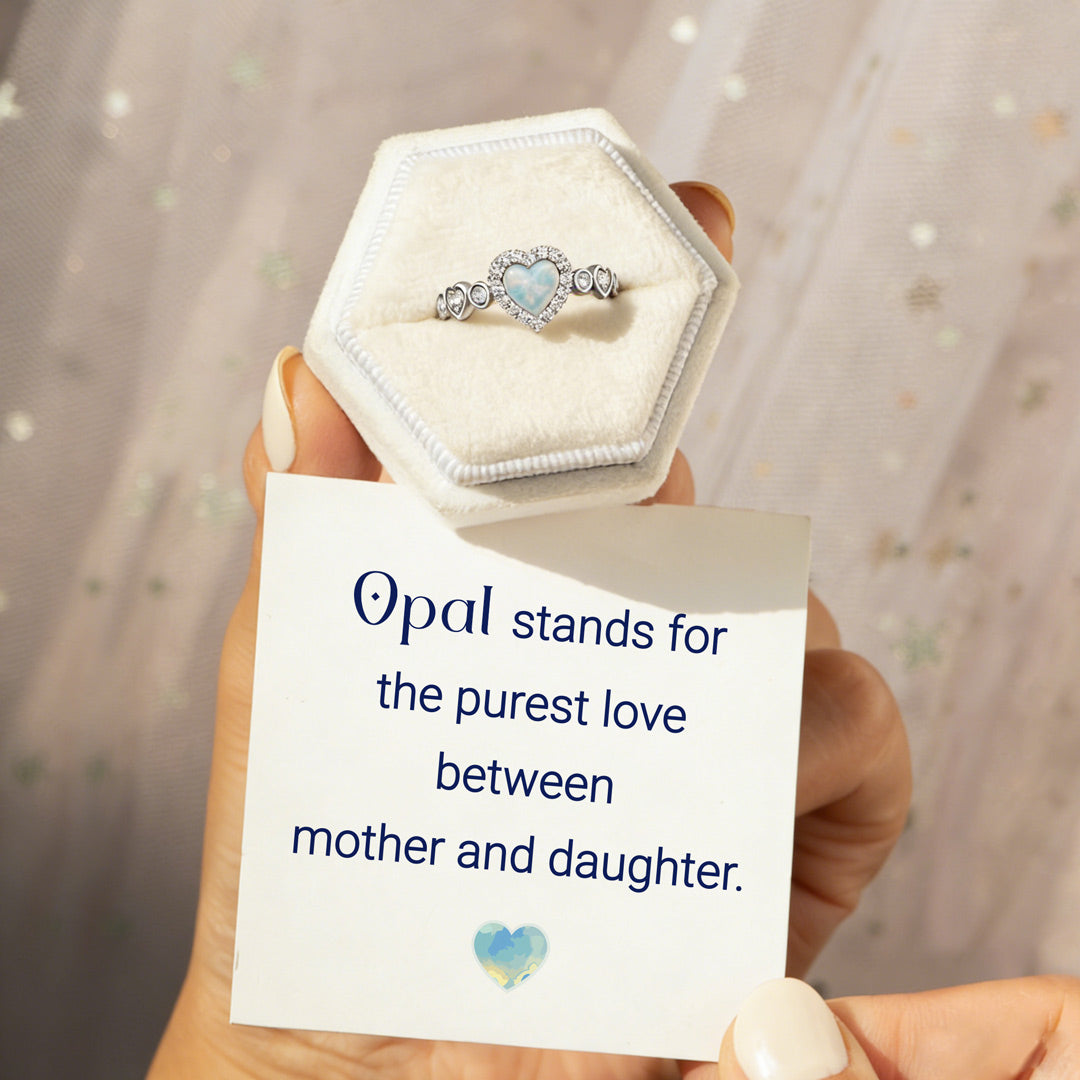 Matching Mother Daughter Opal Heart Ring