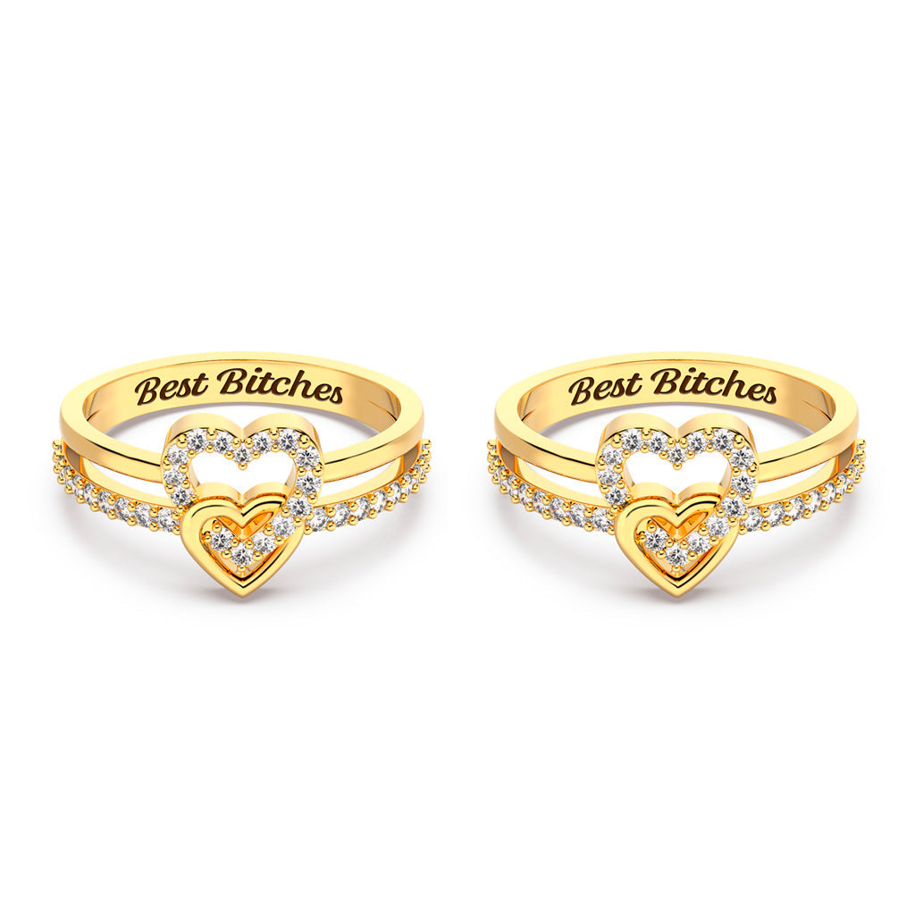 Best B♥︎tches Powerful Force Entwined Hearts Ring