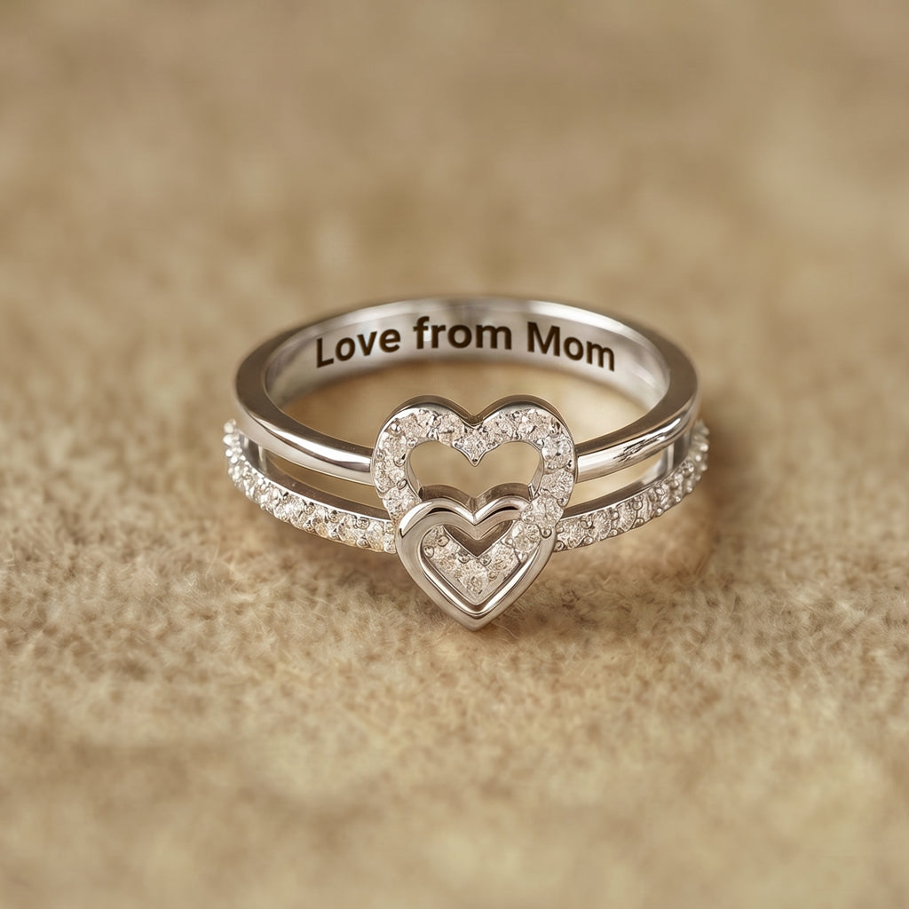 Love From Mom Entwined Hearts Ring