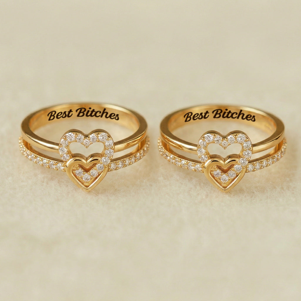 Best B♥︎tches Powerful Force Entwined Hearts Ring