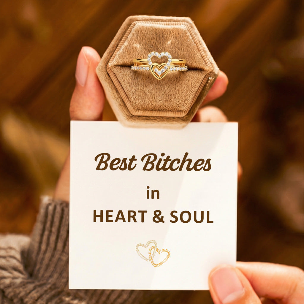 Best B♥︎tches Powerful Force Entwined Hearts Ring