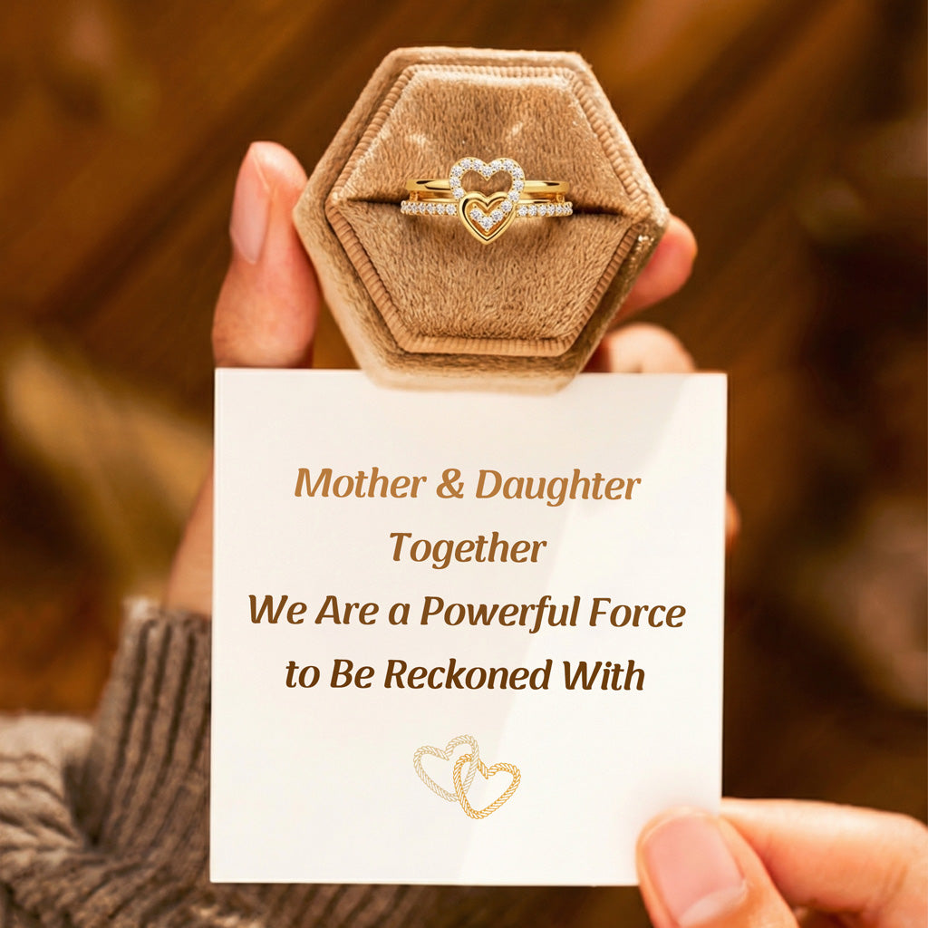 Mother & Daughter Powerful Force Entwined Hearts Ring