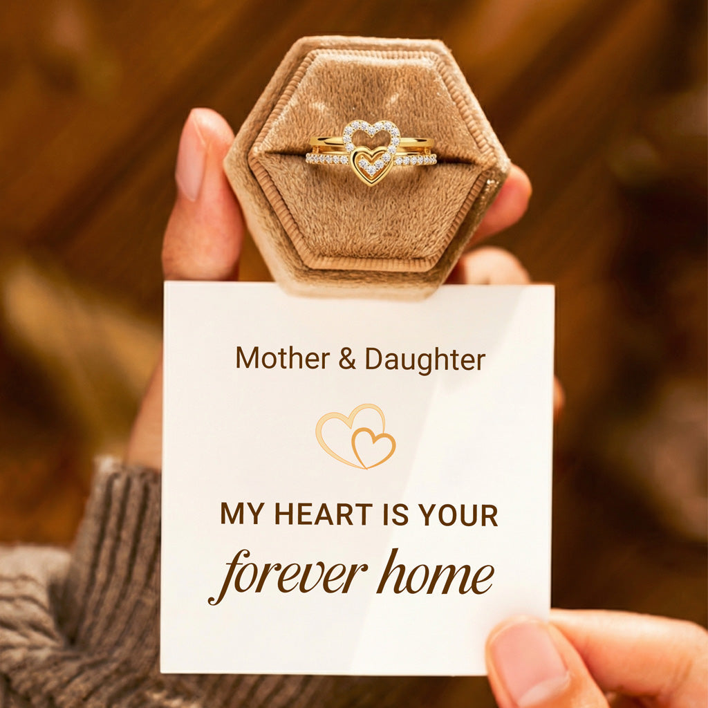 Mother & Daughter Forever Home Entwined Hearts Ring