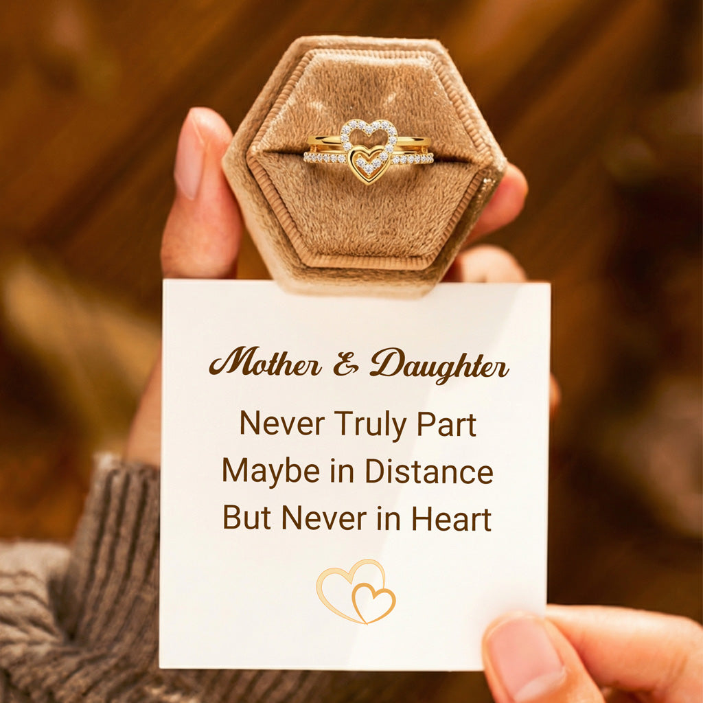 Mother & Daughter Never Truly Part Entwined Hearts Ring