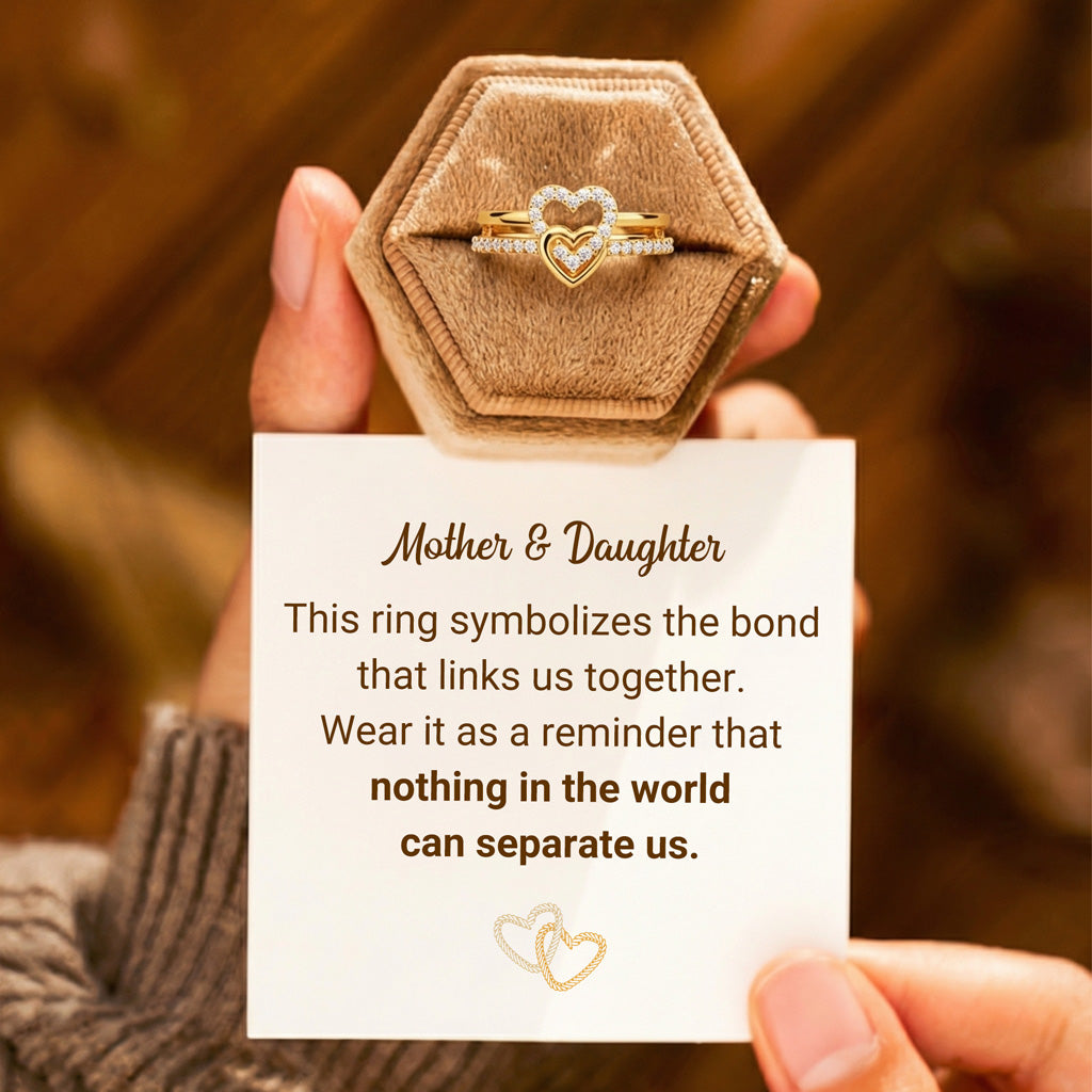 Mother & Daughter Nothing Can Separate Us Entwined Hearts Ring