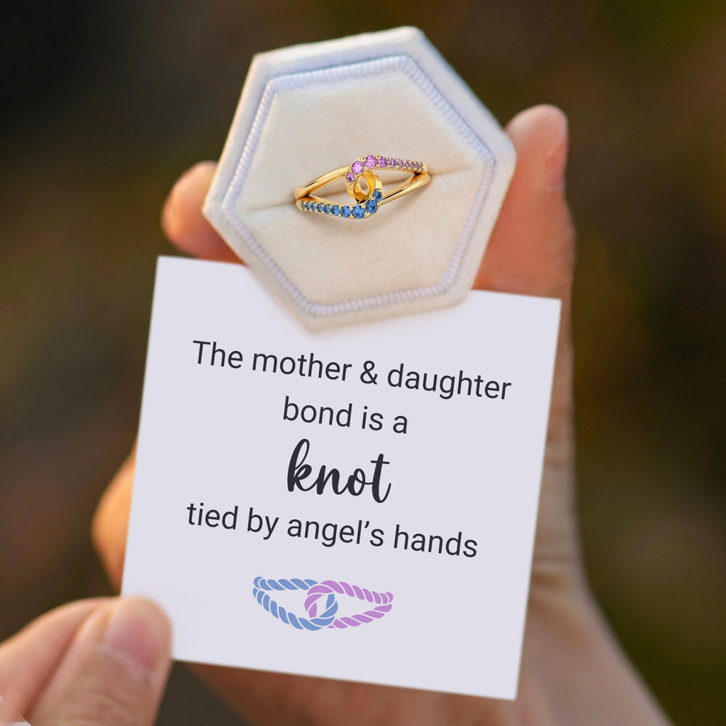 Mother-Daughter Intertwined Birthstone Ring