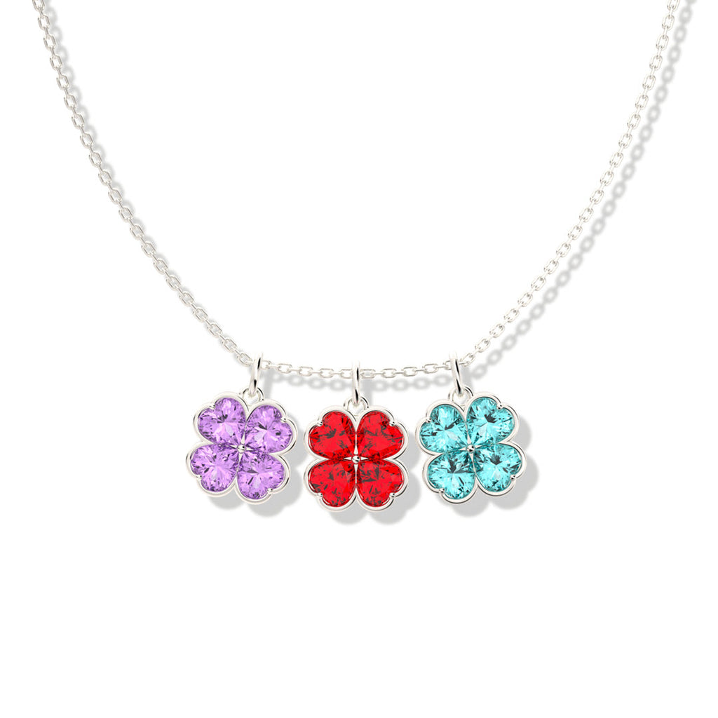 Custom 1–8 Four-Leaf Clover Birthstone Necklace