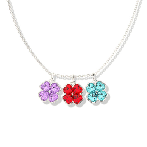 Custom 1–8 Four-Leaf Clover Birthstone Necklace