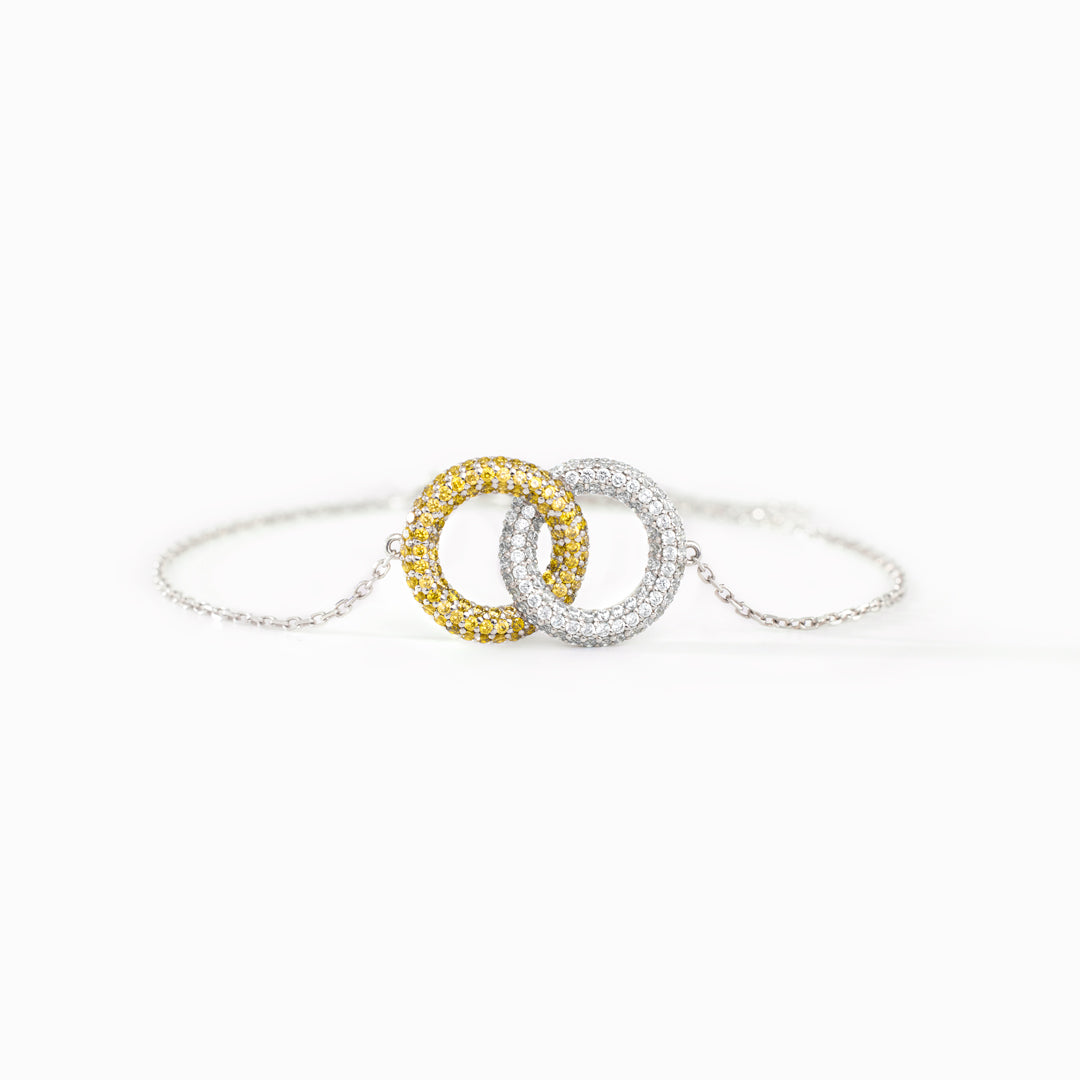 Mother & Daughter Forever Connected Gold & Silver Linking Circles Bracelet