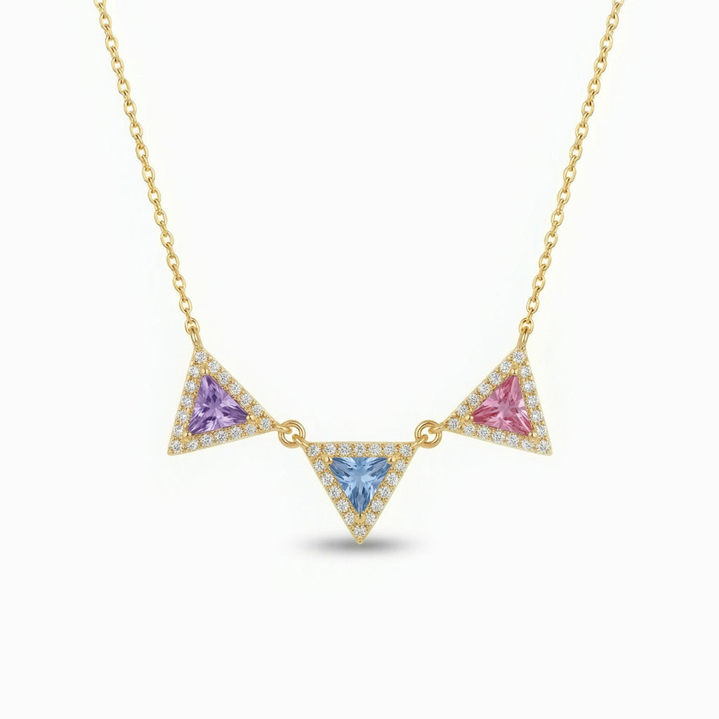 Custom 1-6 Triangle Birthstone Necklace