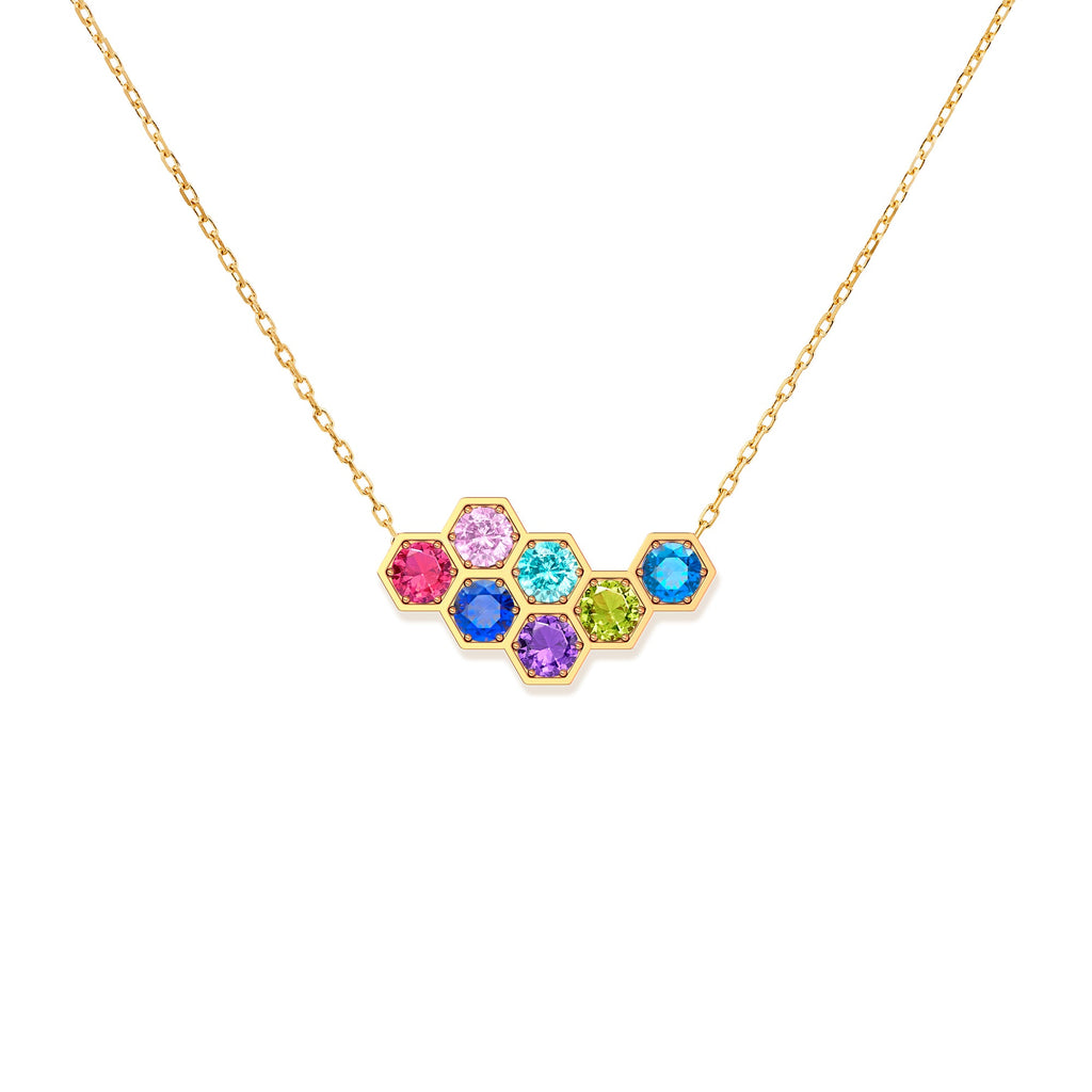 Mama's Mini Gang 1–8 Birthstone Hexagon Necklace