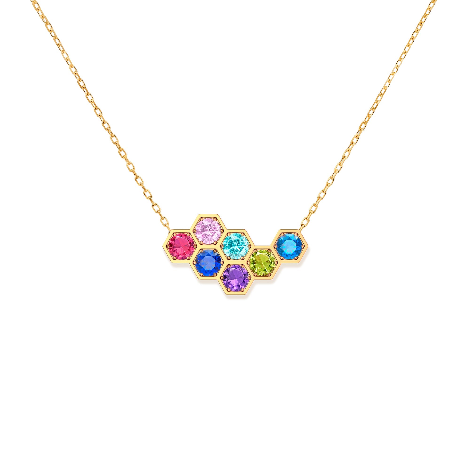 Mama's Mini Gang 1–8 Birthstone Hexagon Necklace