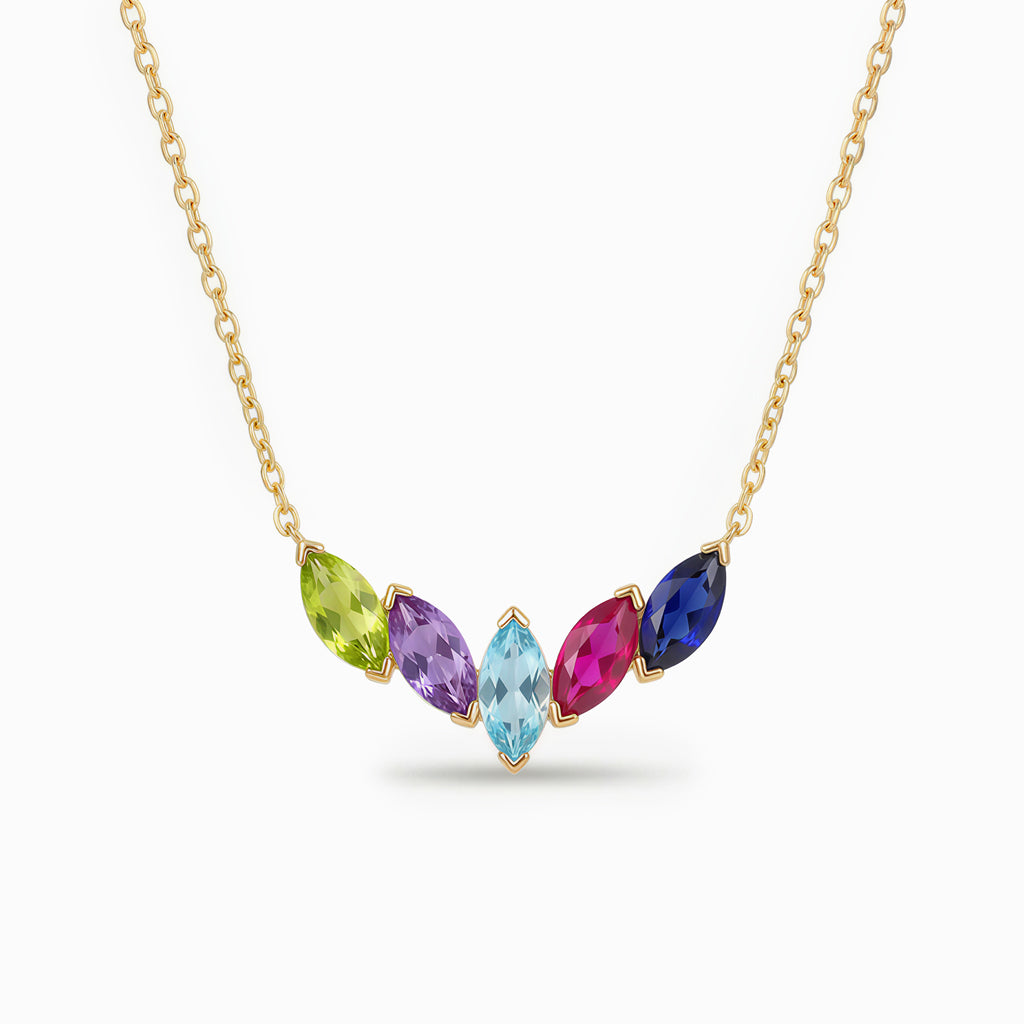 Mama's Mini Gang 1–7 Marquise Birthstone Necklace