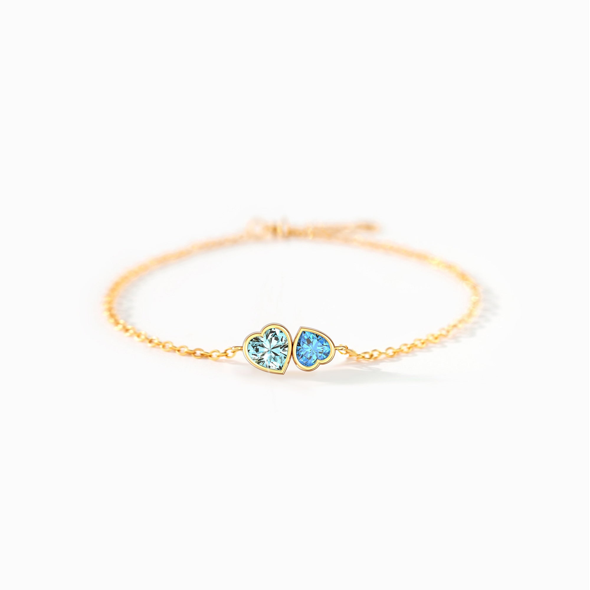 Mother & Daughter Linking Hearts Birthstone Bracelet