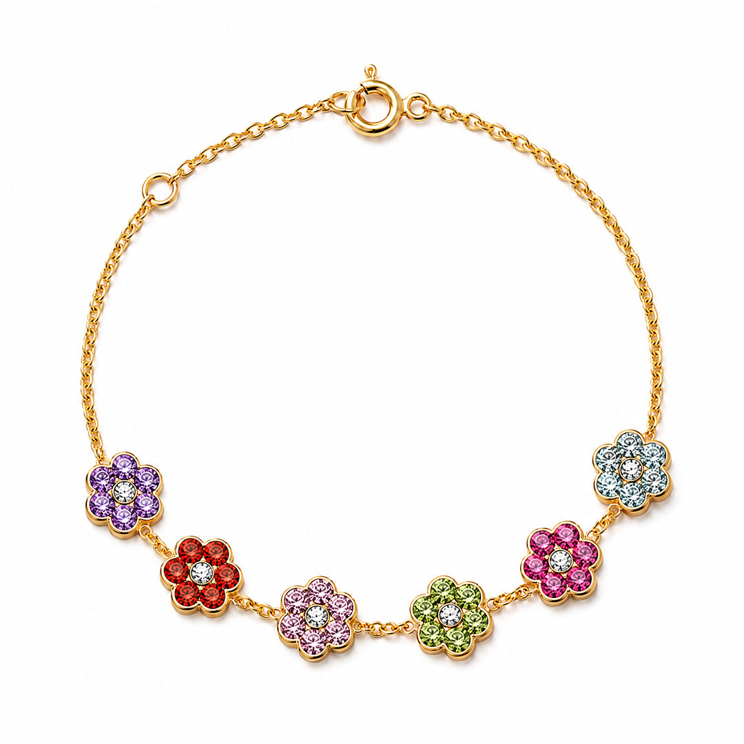 Custom 1‑8 Sparkling Flower Birthstone Bracelet