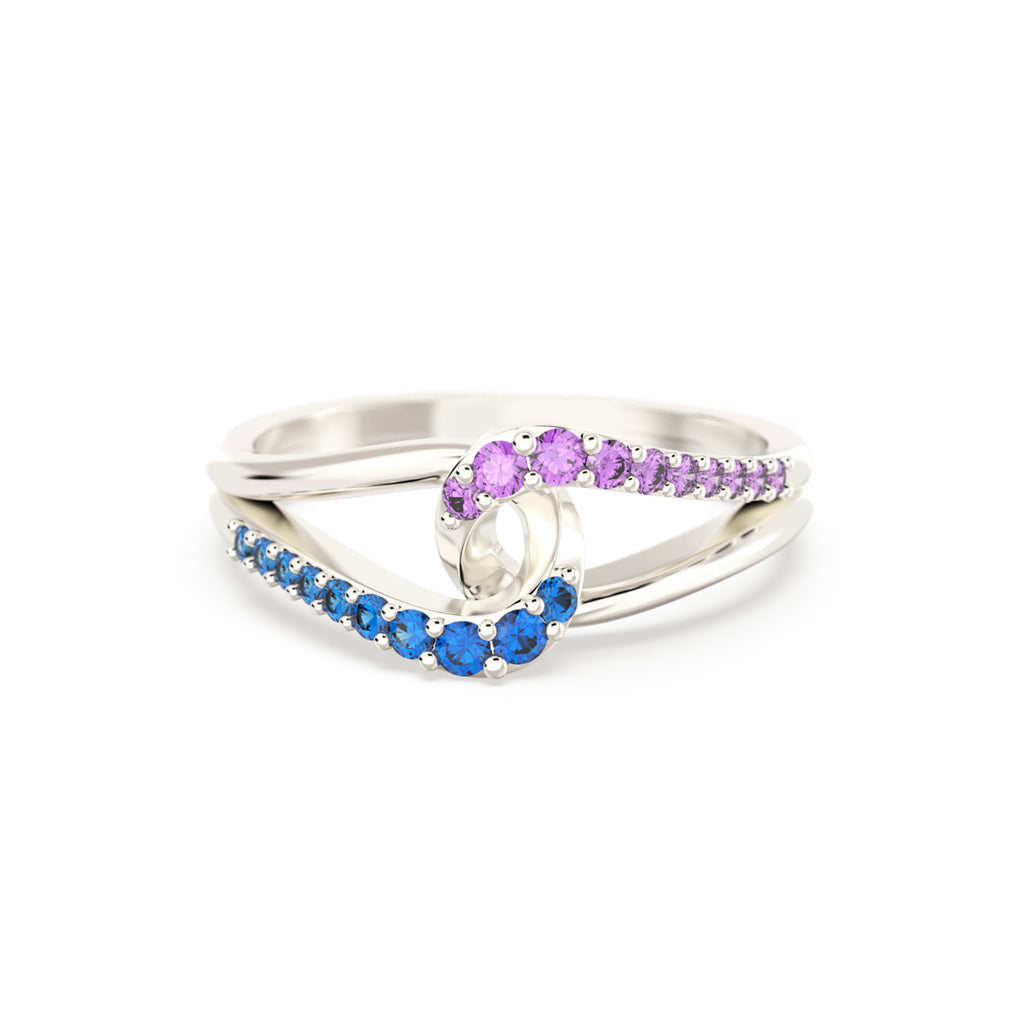 Mother-Daughter Intertwined Birthstone Ring