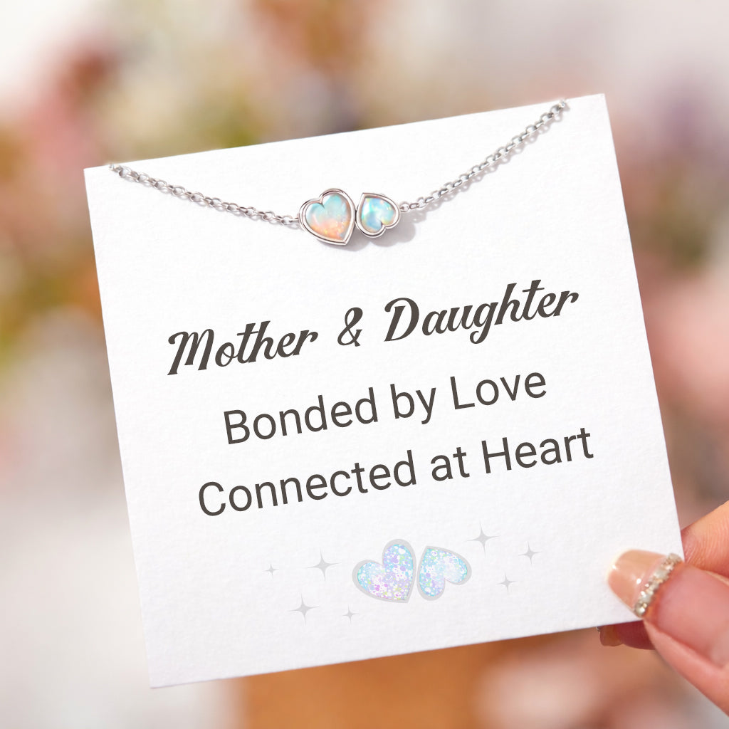 Bonded By Love Mother & Daughter Matching Heart Cut Opal Bracelet