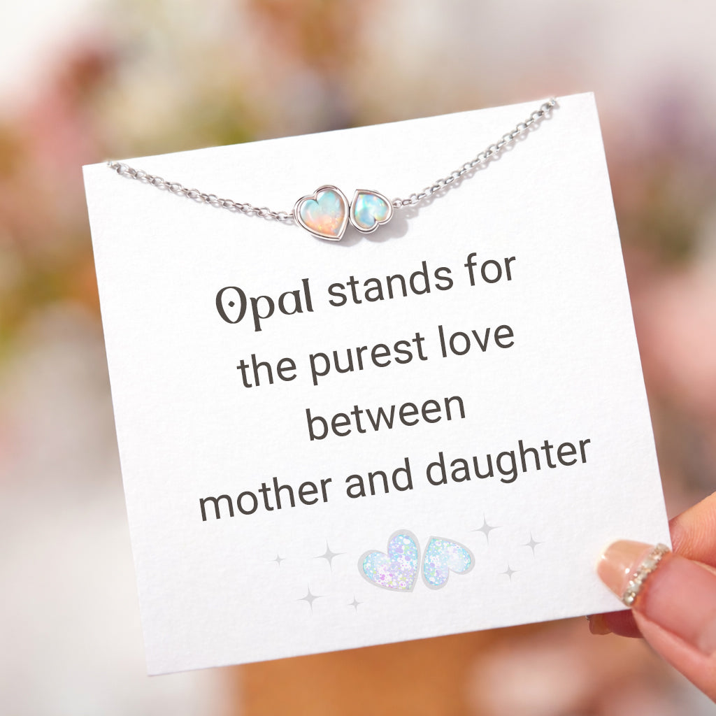 The Purest Love for Mother & Daughter Matching Heart Cut Opal Bracelet