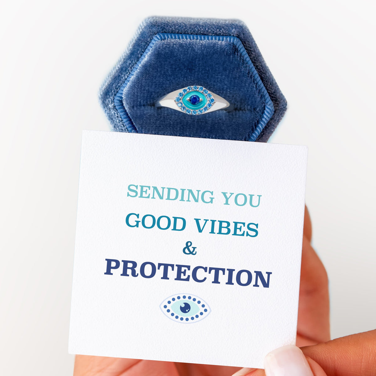 Enamel Evil Eye Ring - Sending You Good Vibes And Protection 