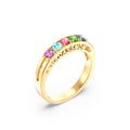 Badass Mom & Her Little Gang Three-Dimensional 1-6 Birthstone Ring