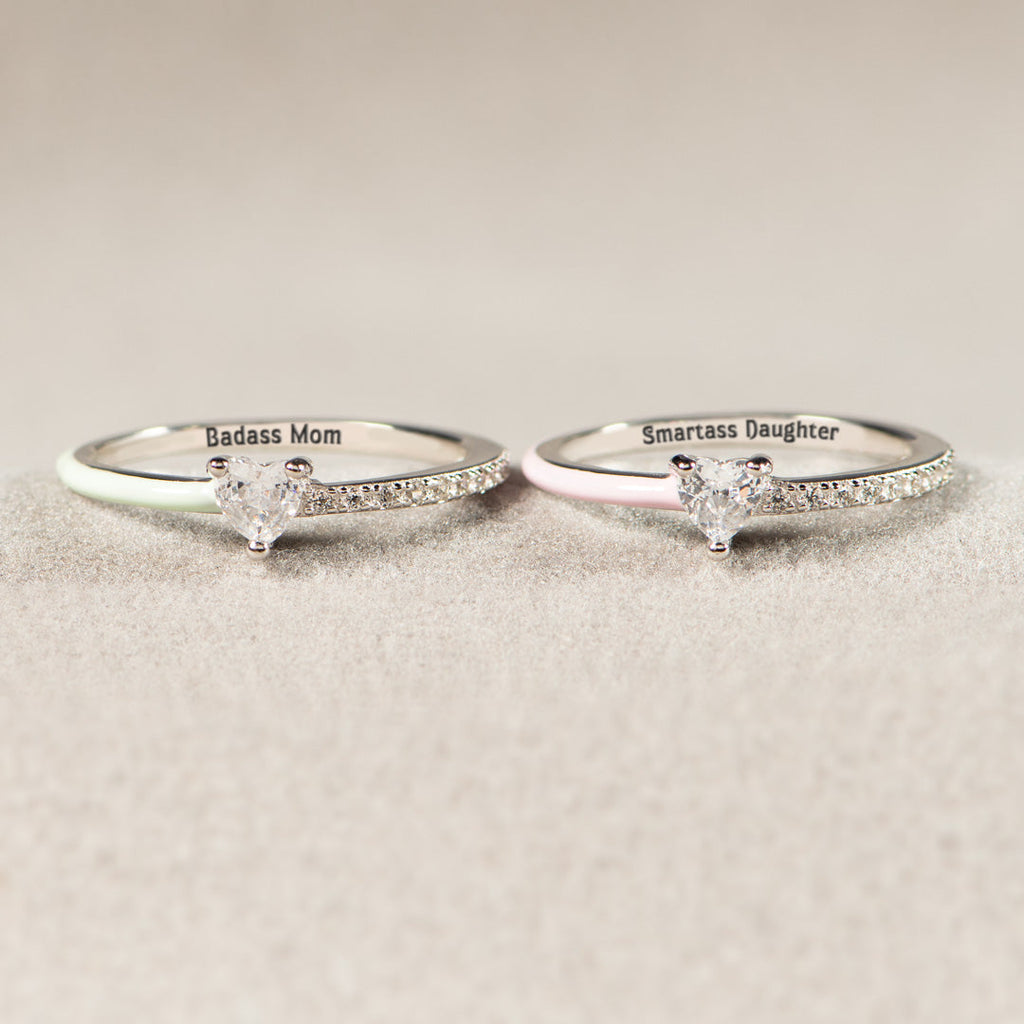 Half Enamel Heart-Cut Rings