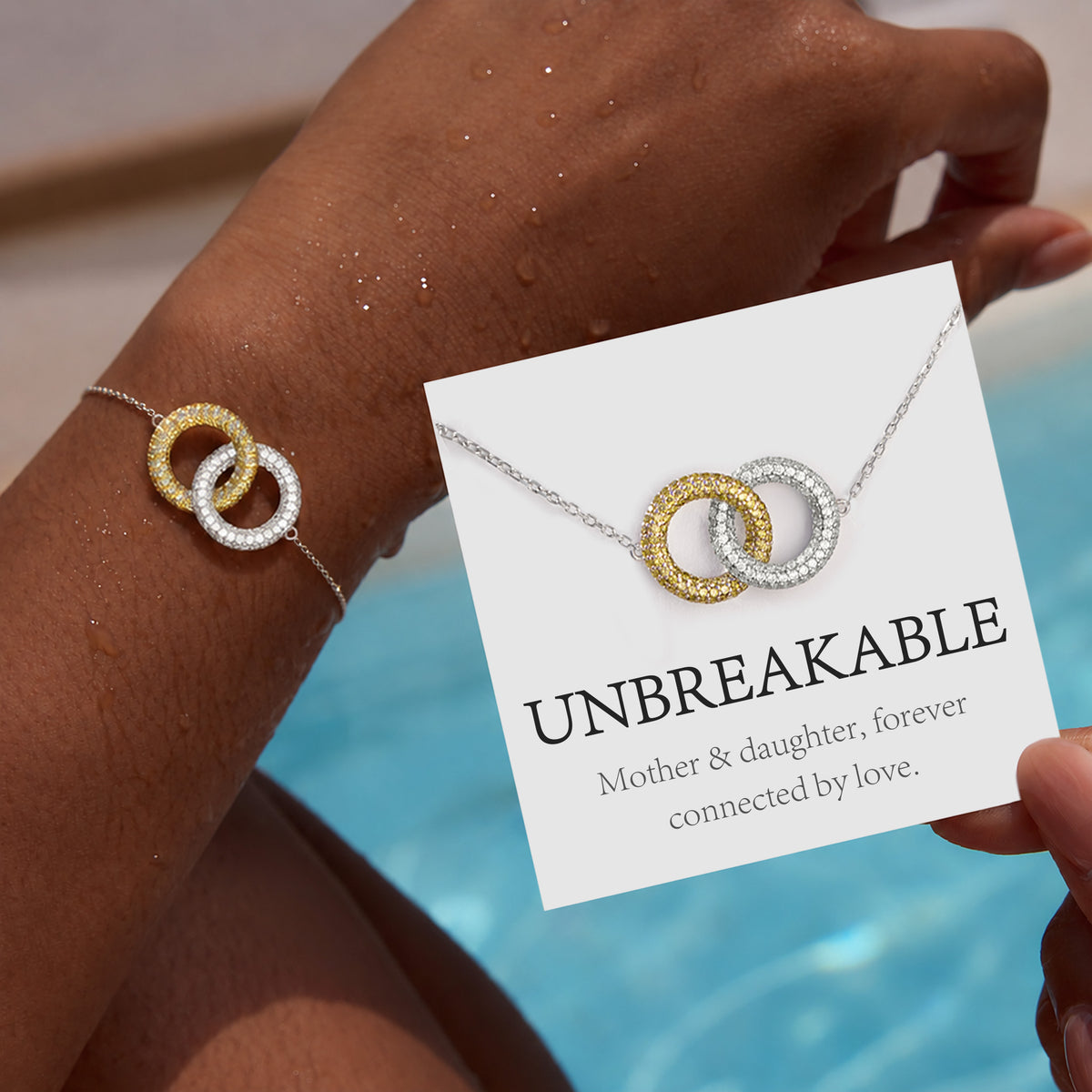 Mother & Daughter Forever Connected Gold & Silver Linking Circles Bracelet